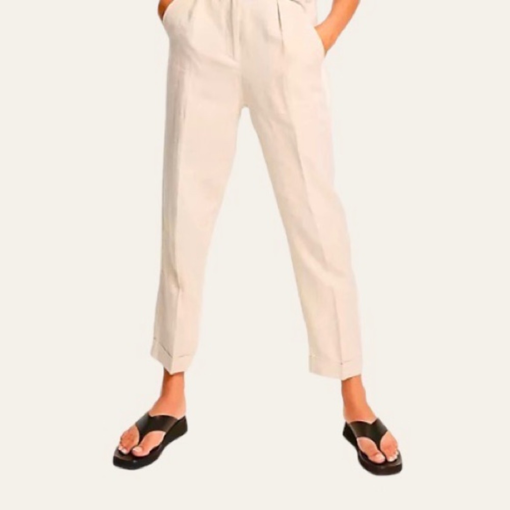 & Other Stories Linen Blend Tapered Pants Cropped Trousers